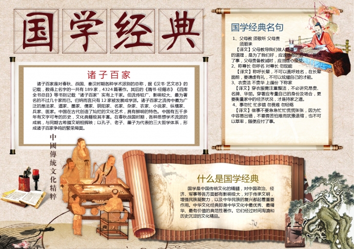 国学经典诸子百家名句手抄报
