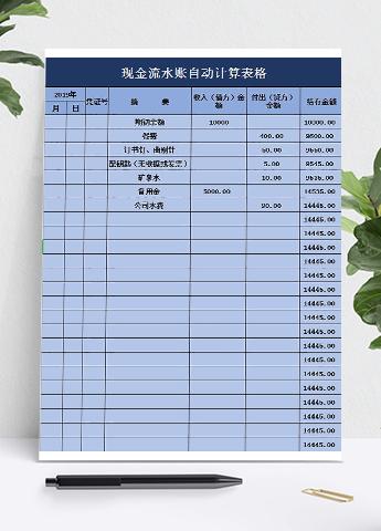 现金预算现金流量企业现金流量表现金记账现金流量表模板流水以下就是