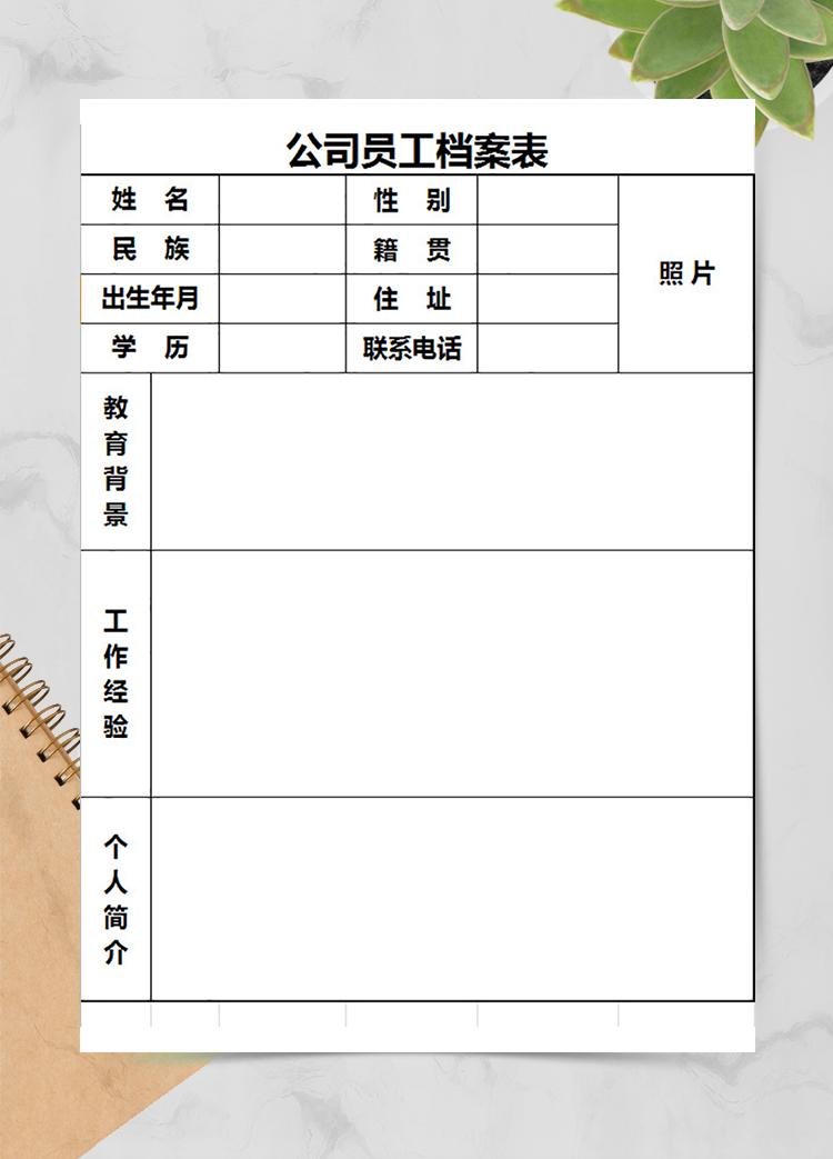 公司员工档案表