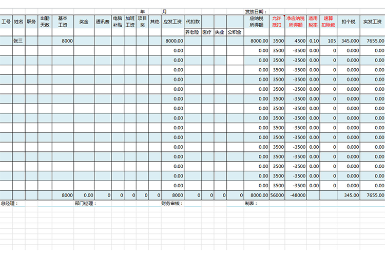 公司工资表-1