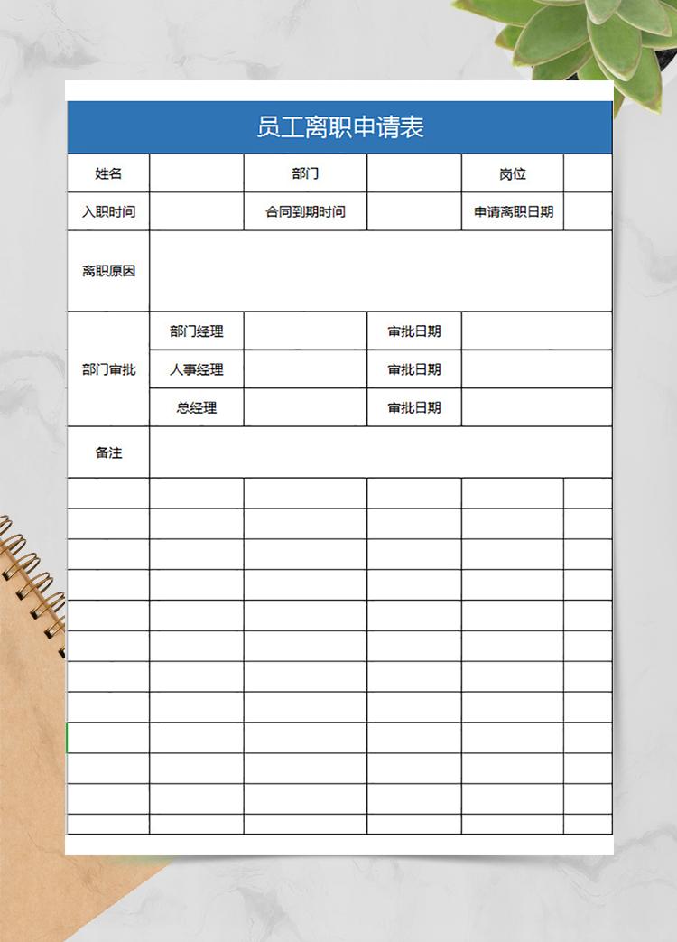 企业员工离职申请表