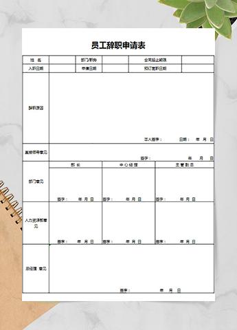 店员辞职申请表