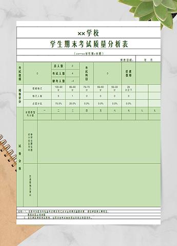 学生期末考试质量分析表