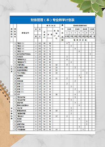 财务管理专业教学计划表