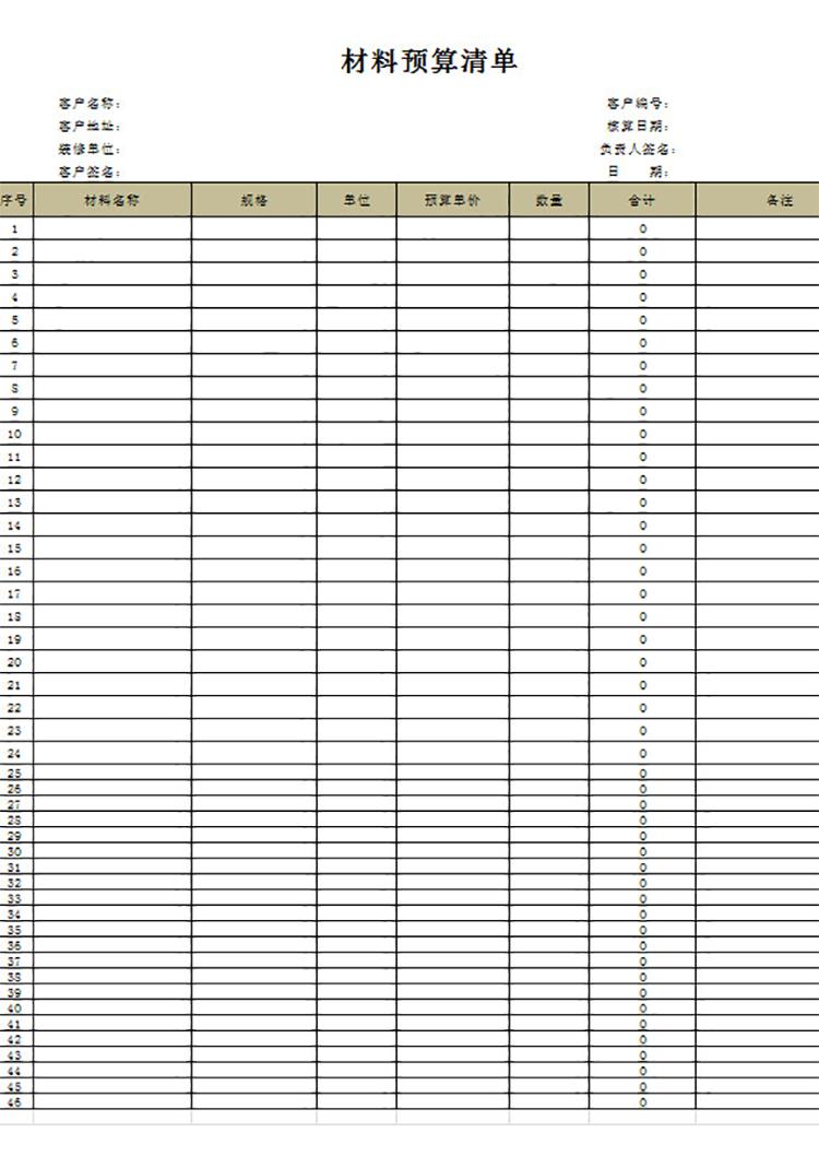 材料预算清单-1