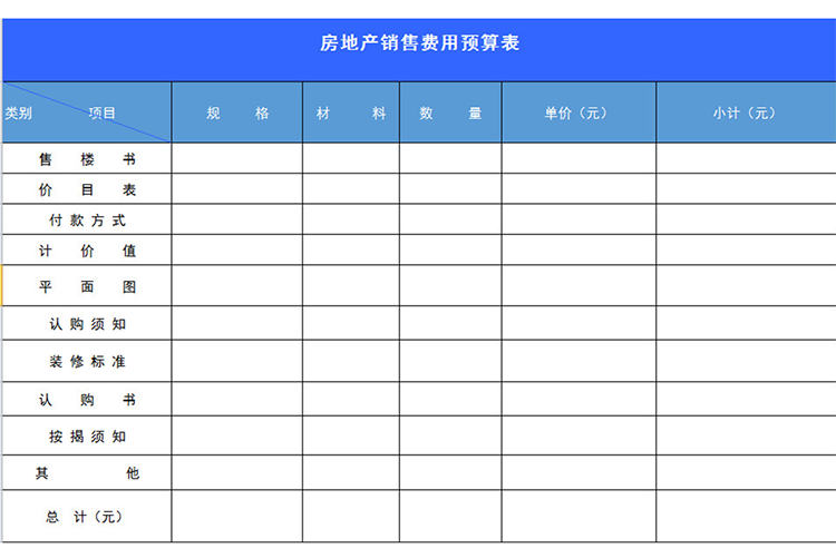 房地产销售费用预算表-1