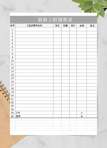 装修工程预算表