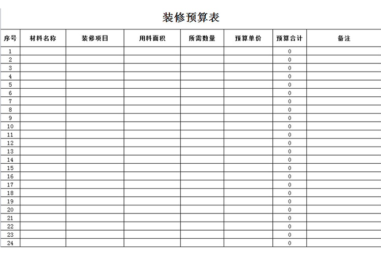 高档装修预算表-1