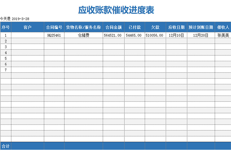 应收账款催收进度表-1