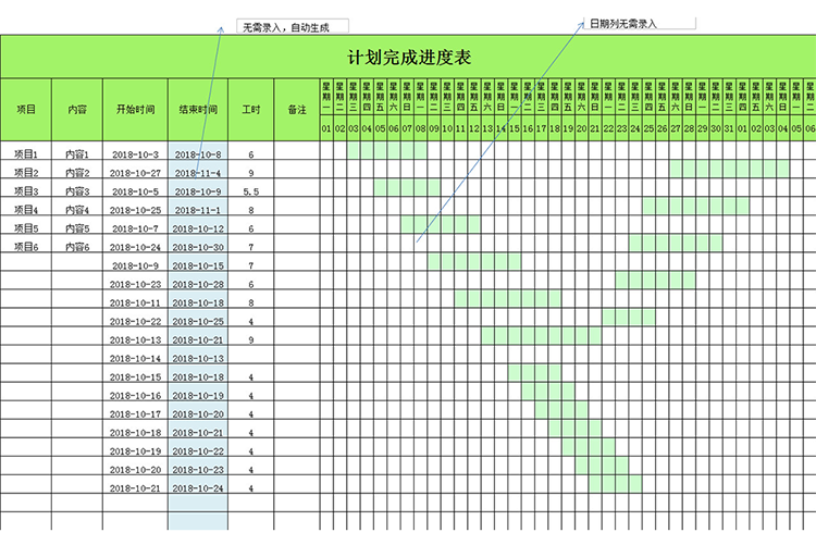 计划完成进度表-1