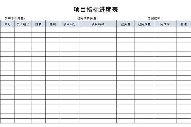 项目指标进度表-1