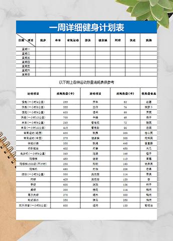一周详细健身计划表