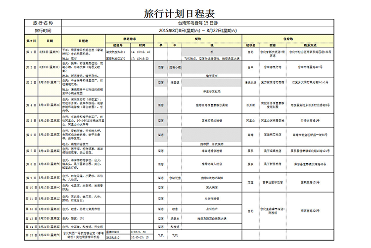 旅行计划日程表-1