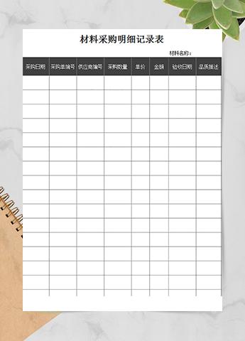 材料采购明细记录