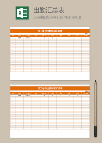员工每月出勤情况汇总表