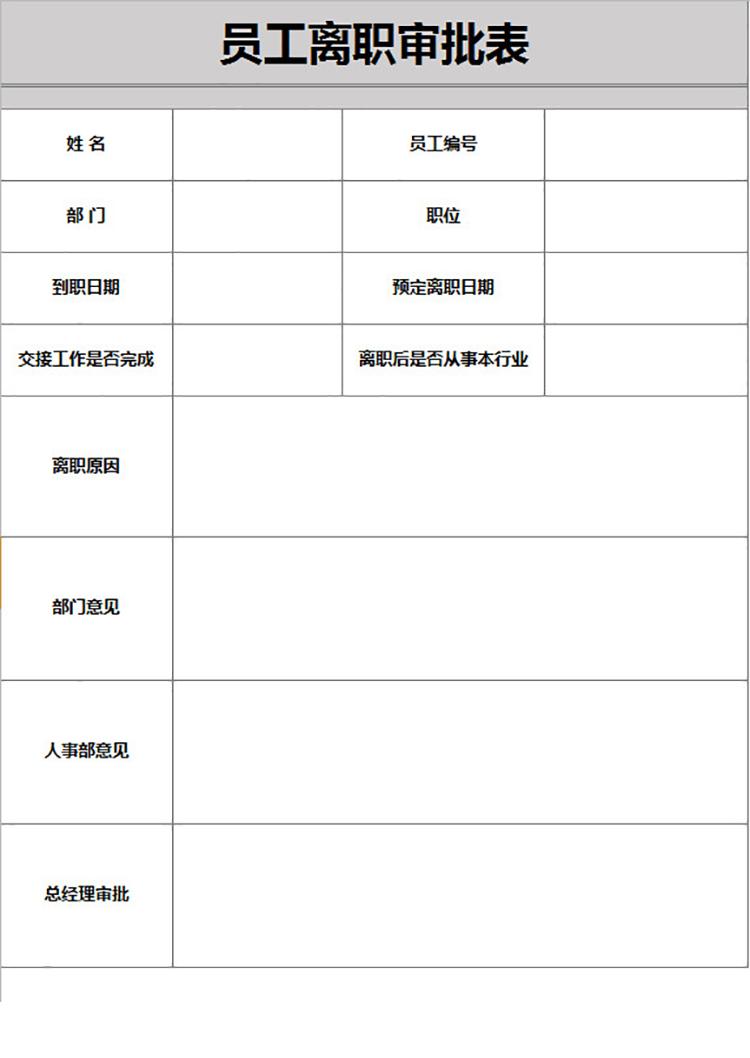 企业员工通用离职审批表-1