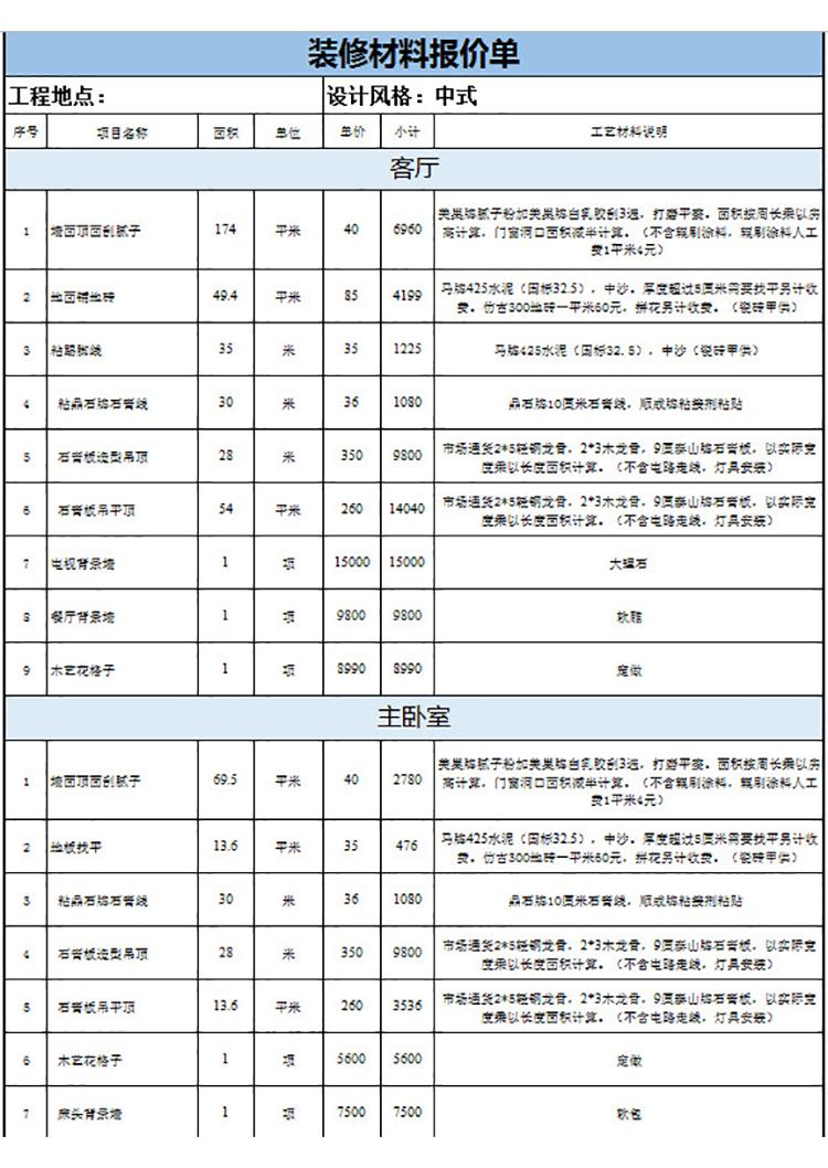 装修材料报价单-1