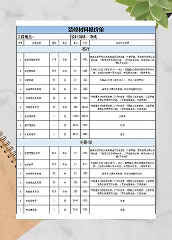 装修材料报价单