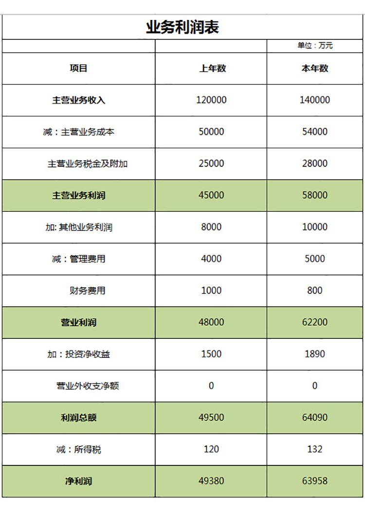 业务利润损益表-1