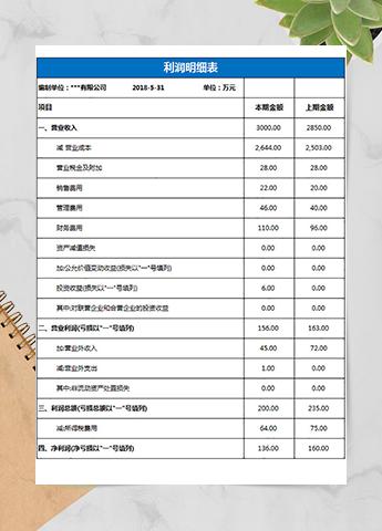 企业利润明细表
