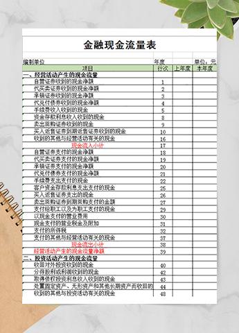 金融现金流量表