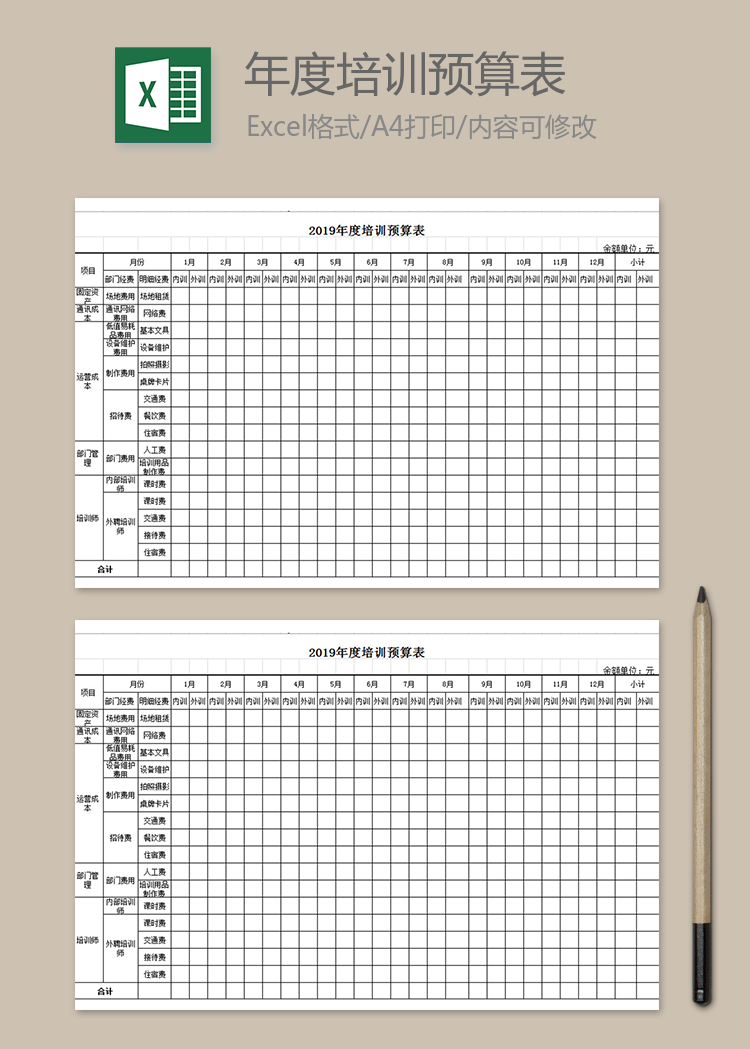 年度培训预算表