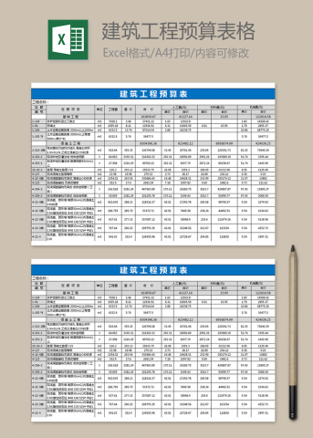 建筑工程预算表格
