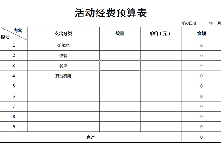 活动经费预算表-1