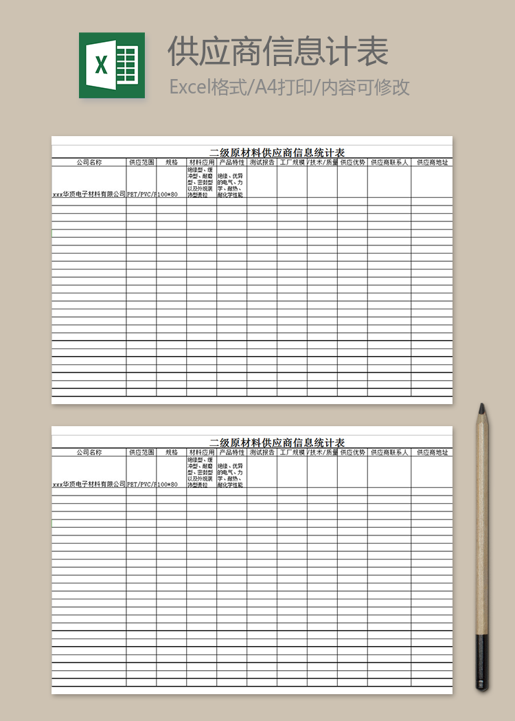 二级原材料供应商信息统计表