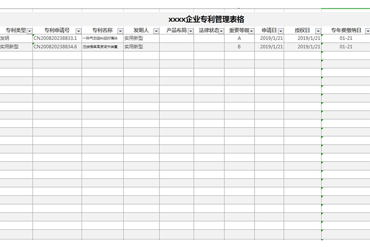 企业专利管理表格-1
