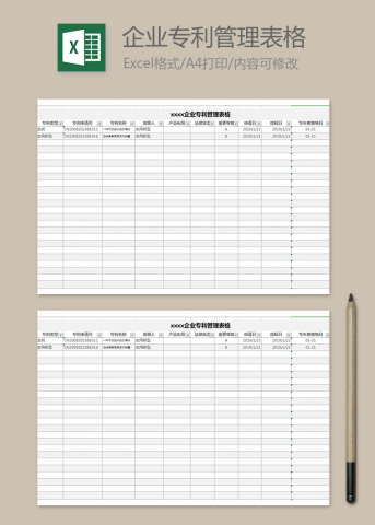 企业专利管理表格