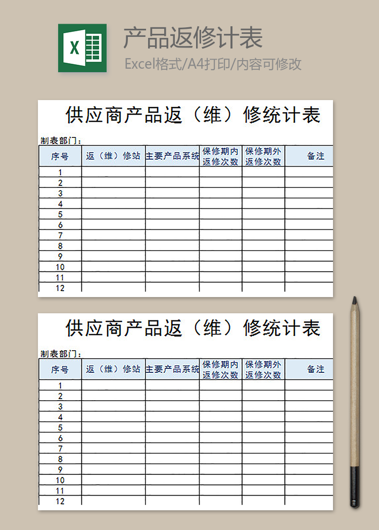 供应商产品返（维）修统计表