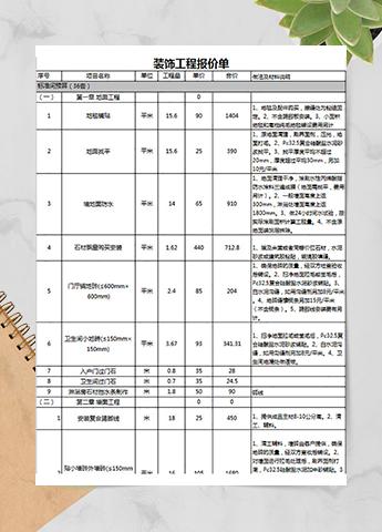 装饰工程报价单