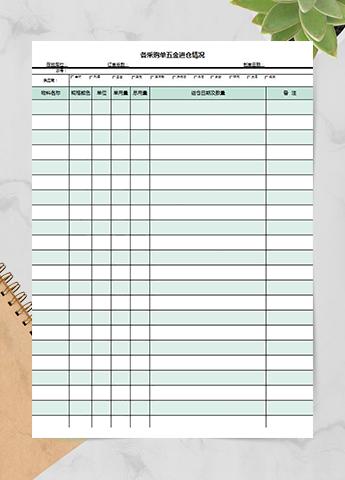 采购单五金进仓情况