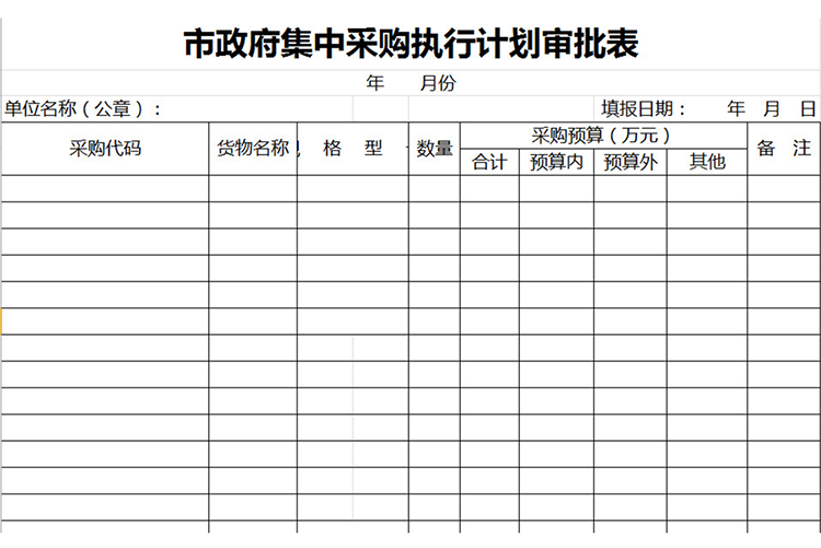 市政府采购执行计划审批表-1