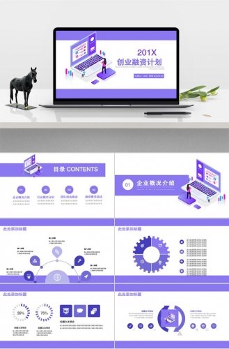 淡紫色简约创业融资计划ppt模板