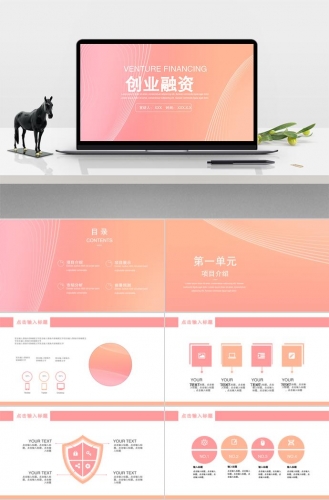 粉色简约风创业融资PPT模板