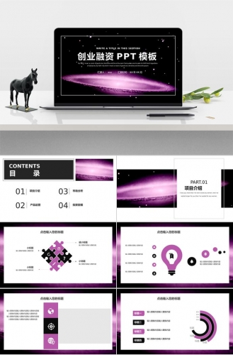 紫色神秘创业融资PPT模板