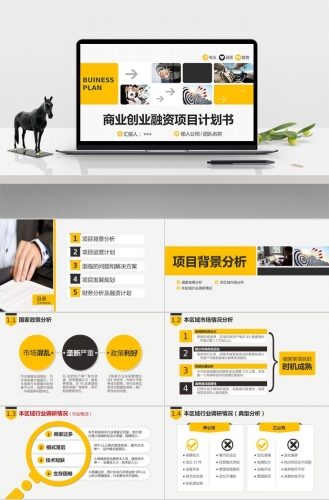 商业创业融资项目计划书PPT模板