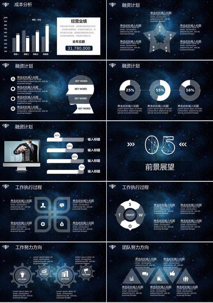 炫酷星空风商业融资PPT模板-3