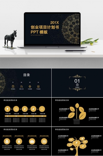 黑金风创业项目计划书PPT模板