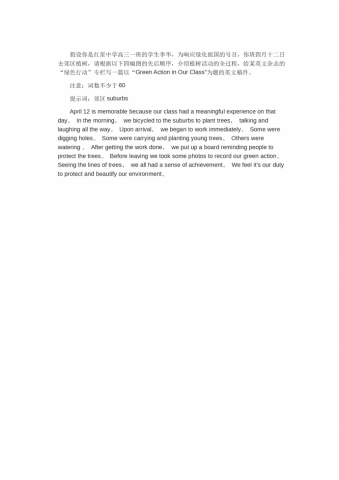 植树节绿色活动-高考英语作文范文
