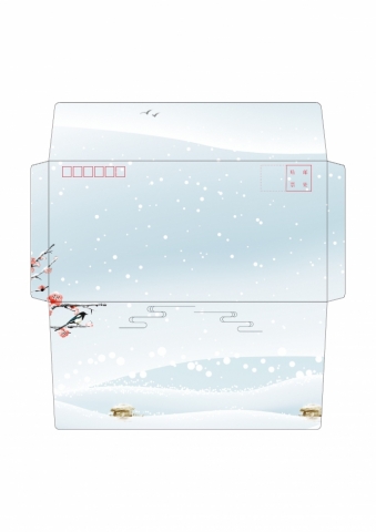 小清新雪景梅花信封