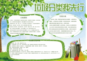 绿色清新简约垃圾分类word小报
