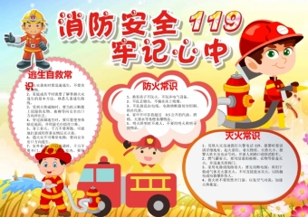 消防安全牢记心中卡通消防员手抄报