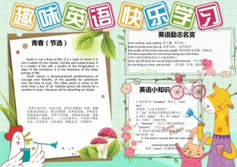 简约卡通趣味英语快乐学习英语手抄报