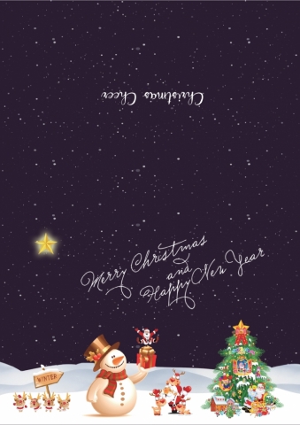 精美卡通风格圣诞夜空圣诞元素贺卡