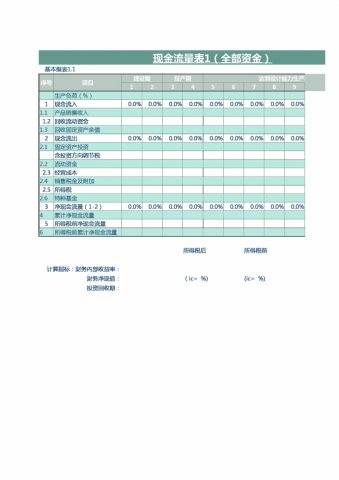 现金流量表（全部资金）Excel模板
