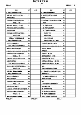 银行现金流量表Excel模板