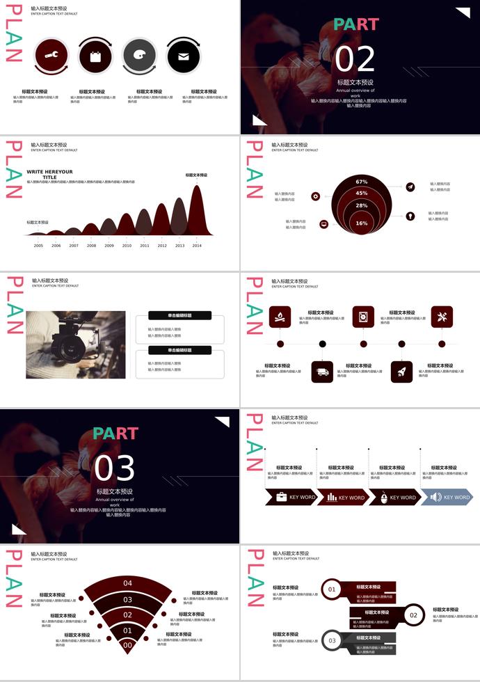 暖色系火烈鸟活动策划通用PPT模板-1